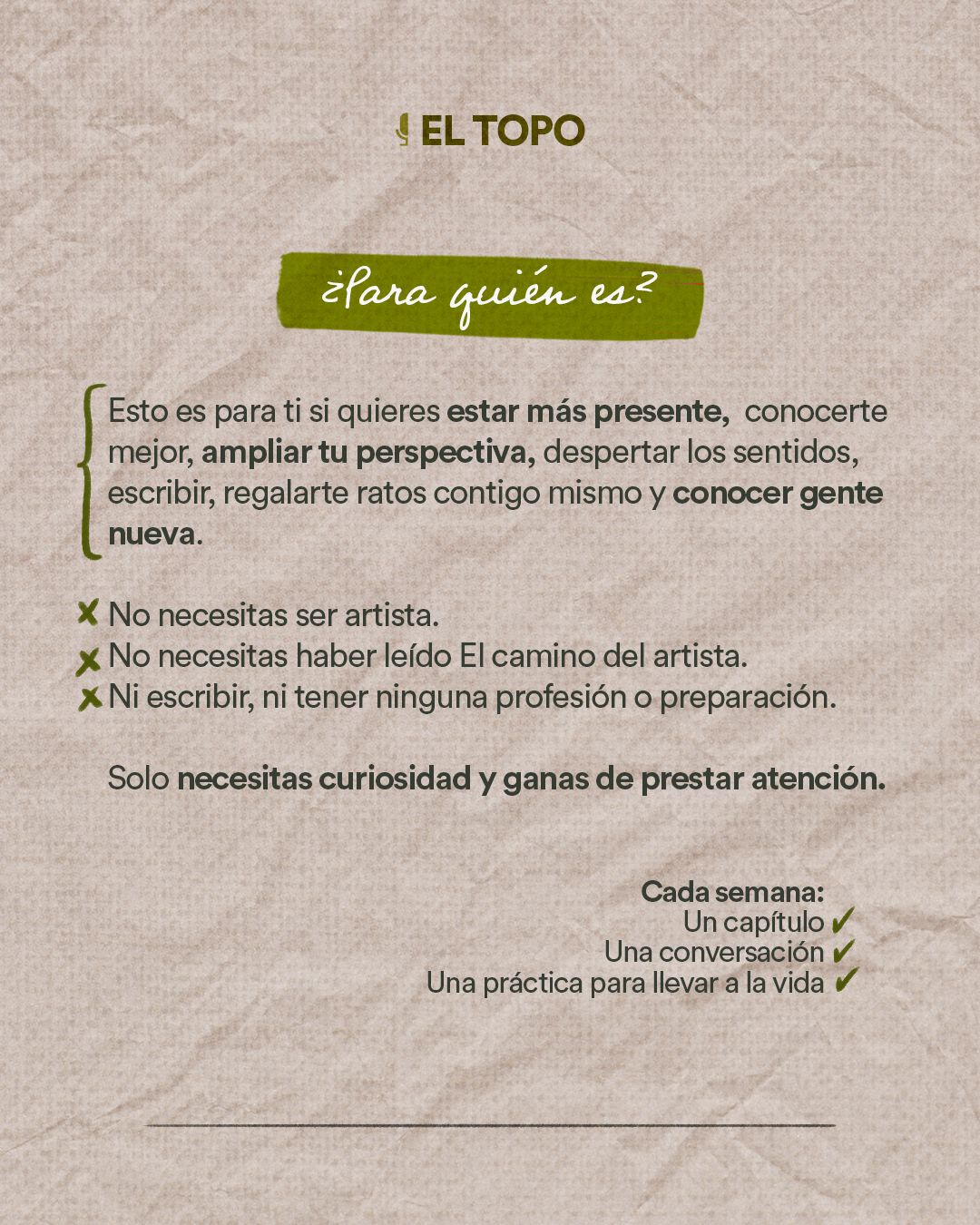 Club de Lectura del Topo | El arte de escuchar - Julia Cameron